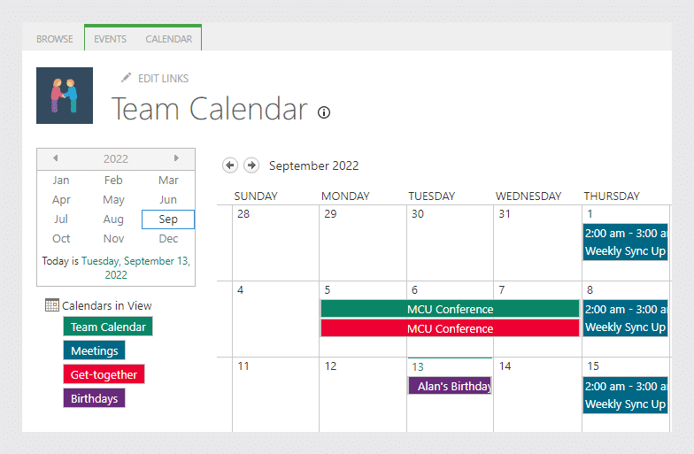 SharePoint Calendar Views
