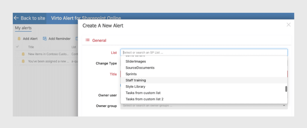 Choosing Kanban board list to set an alert