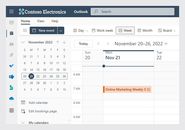 Creating a new appointment in Microsoft Exchange calendar