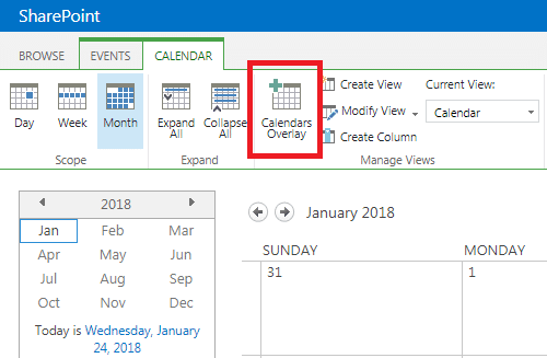 How to Overlay Calendars in SharePoint 2010/2013/2016