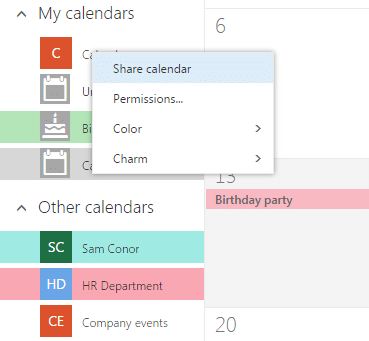 share office 365 calendar