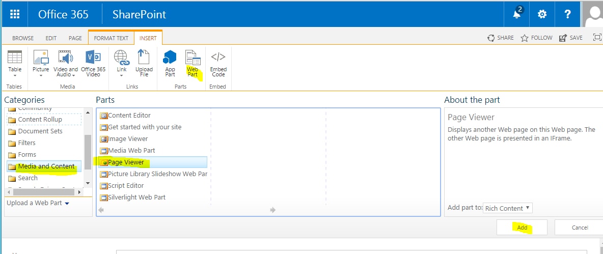 How to insert custom form into a certain Office 365 site