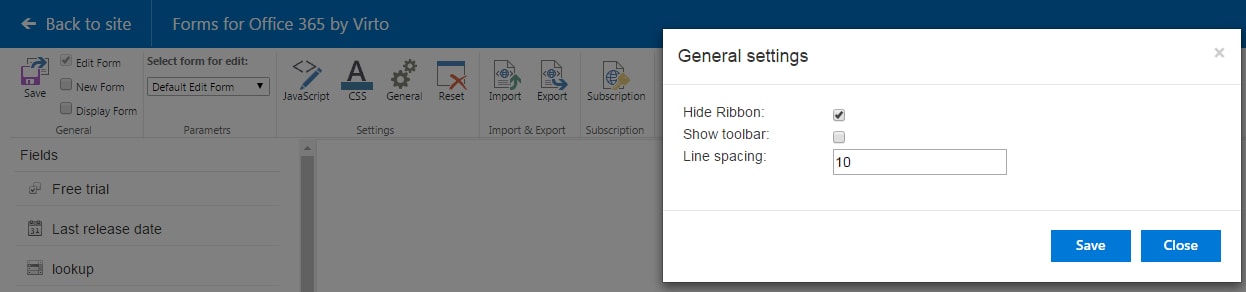 How to insert custom form into a certain Office 365 site