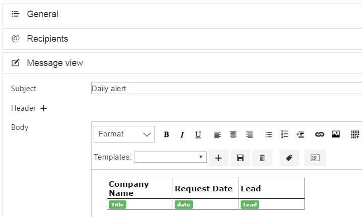 Insert link to lookup view form in any email alert