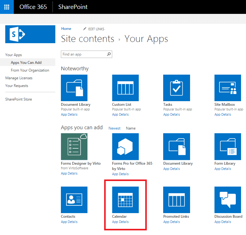 create a sharepoint calendar