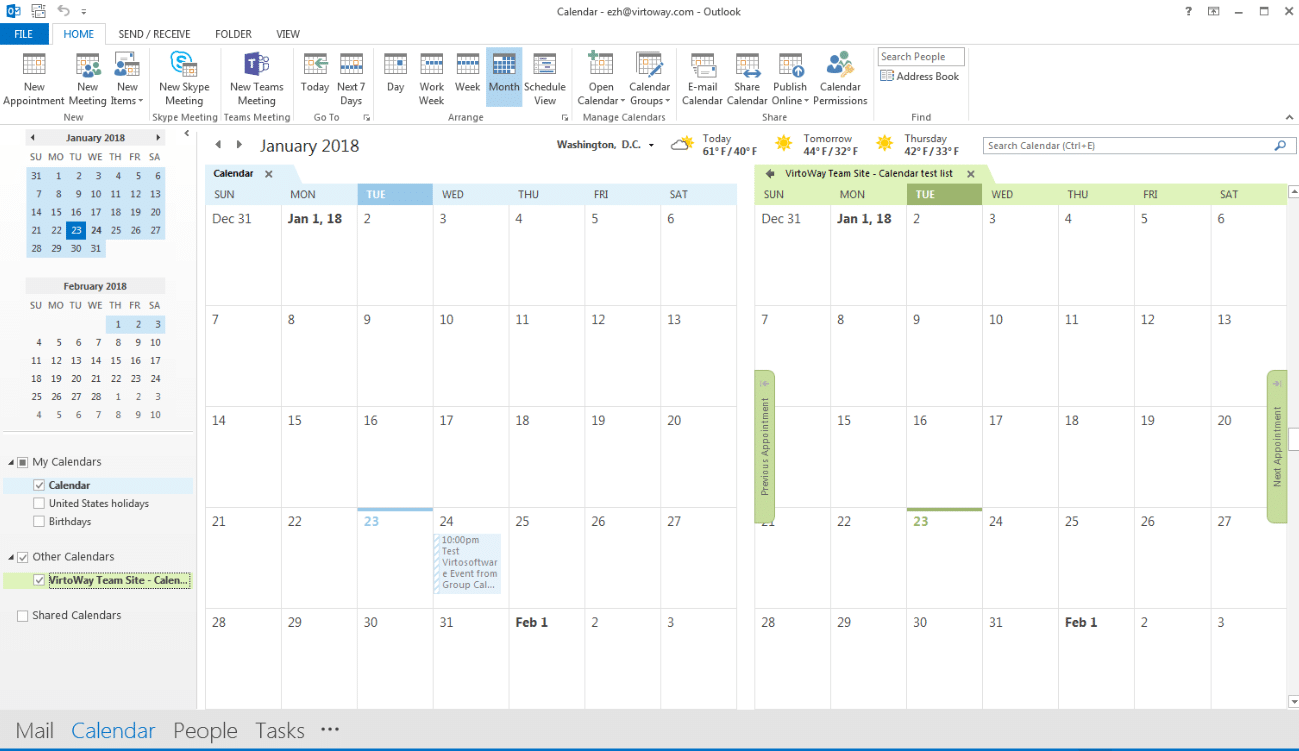 how to sync office 365 calendar with windows calendar 2018