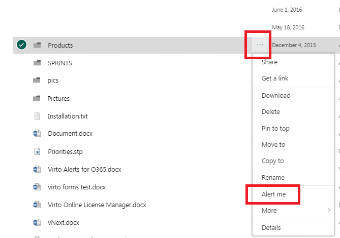 set up alerts in SharePoint