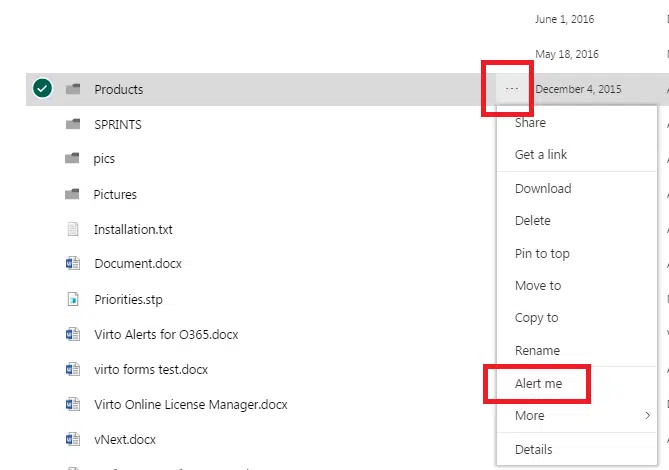 set up alerts in SharePoint