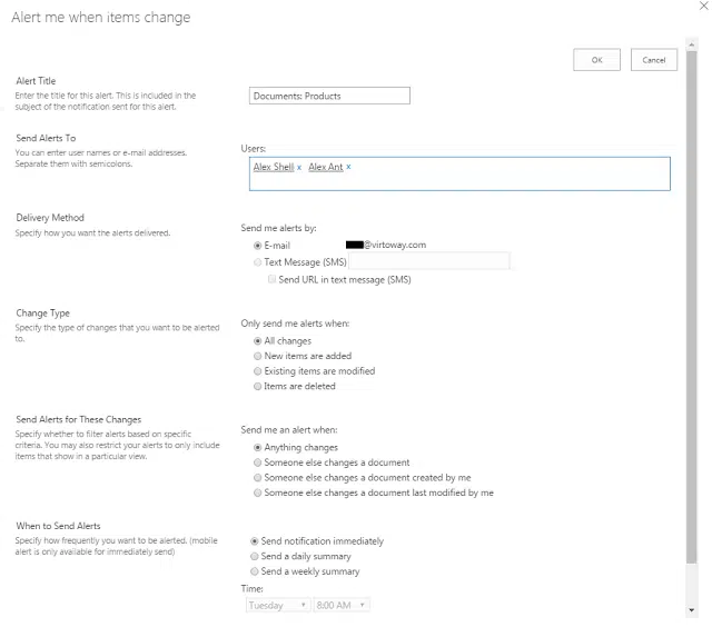 How to use alerts in SharePoint