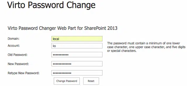 SharePoint Password change 1