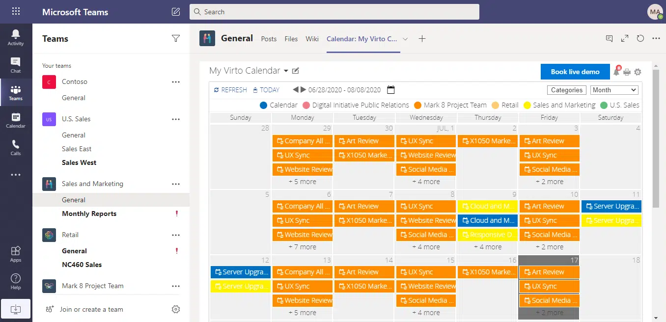 Virto Calendar in MS team
