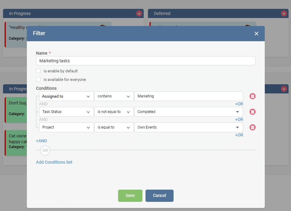 Kanban Board Filter