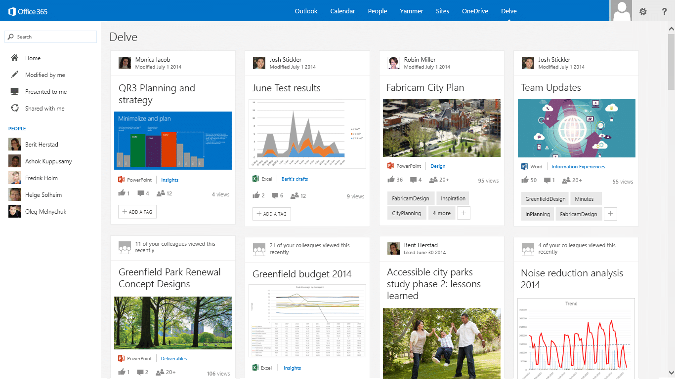 office delve interface example