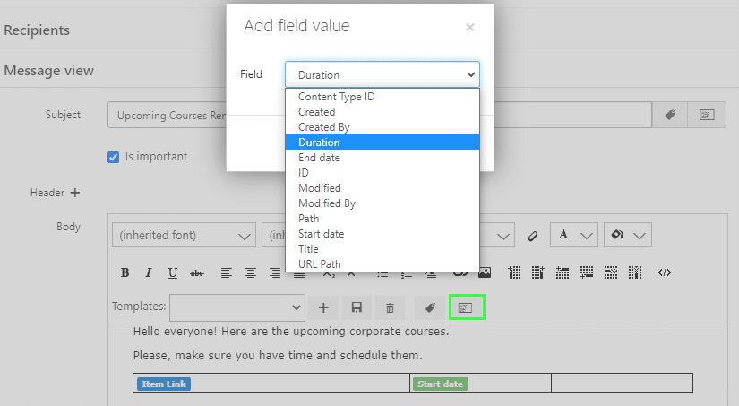 Add a field value