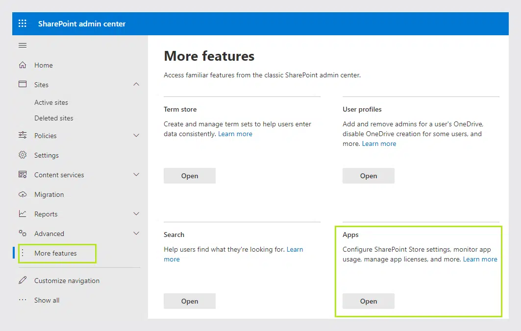 sharepoint apps features