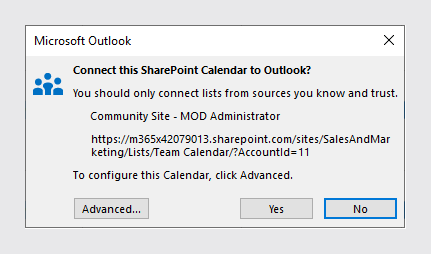 connection between your Outlook and Office 365 accounts
