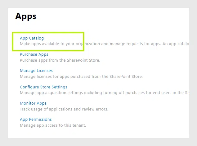 Open App catalog