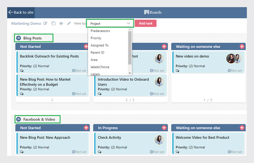 Virto Kanban App Swimlane