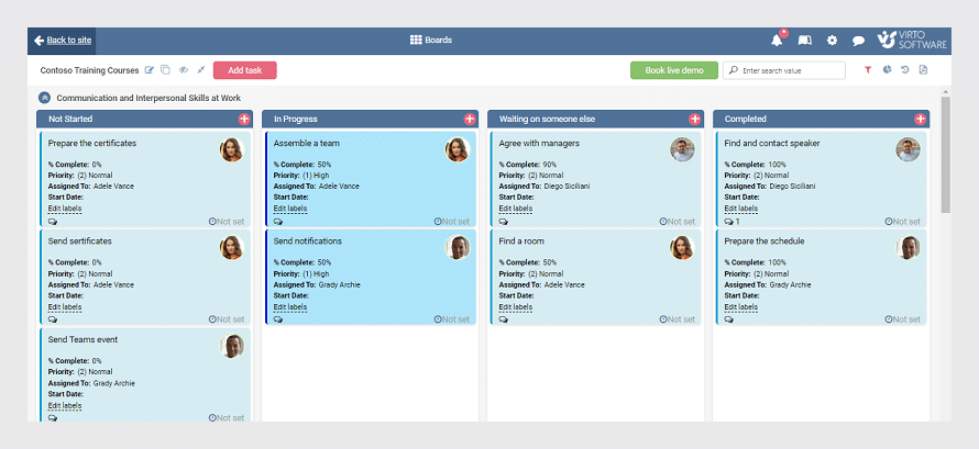 Virto Office 365 Kanban Board for Corporate Education