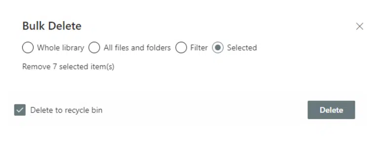 Choose what files you want to bulk delete