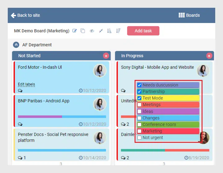 Virto Kanban Labels