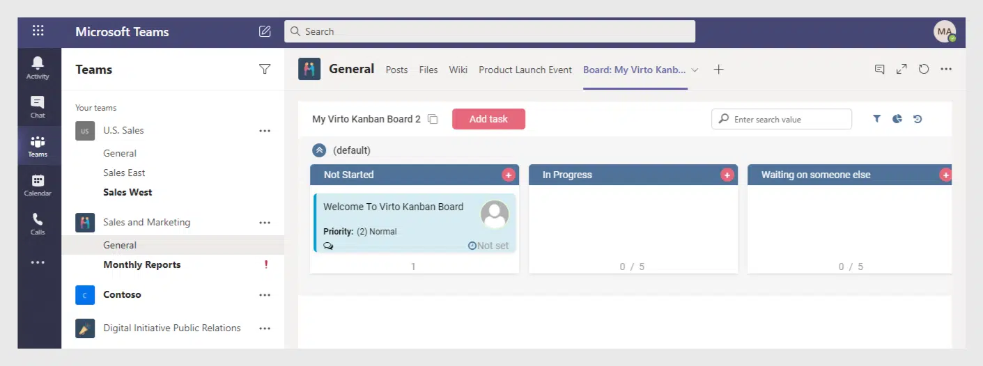 create and manage tasks with Virto Kanban Board without switching to SharePoint.