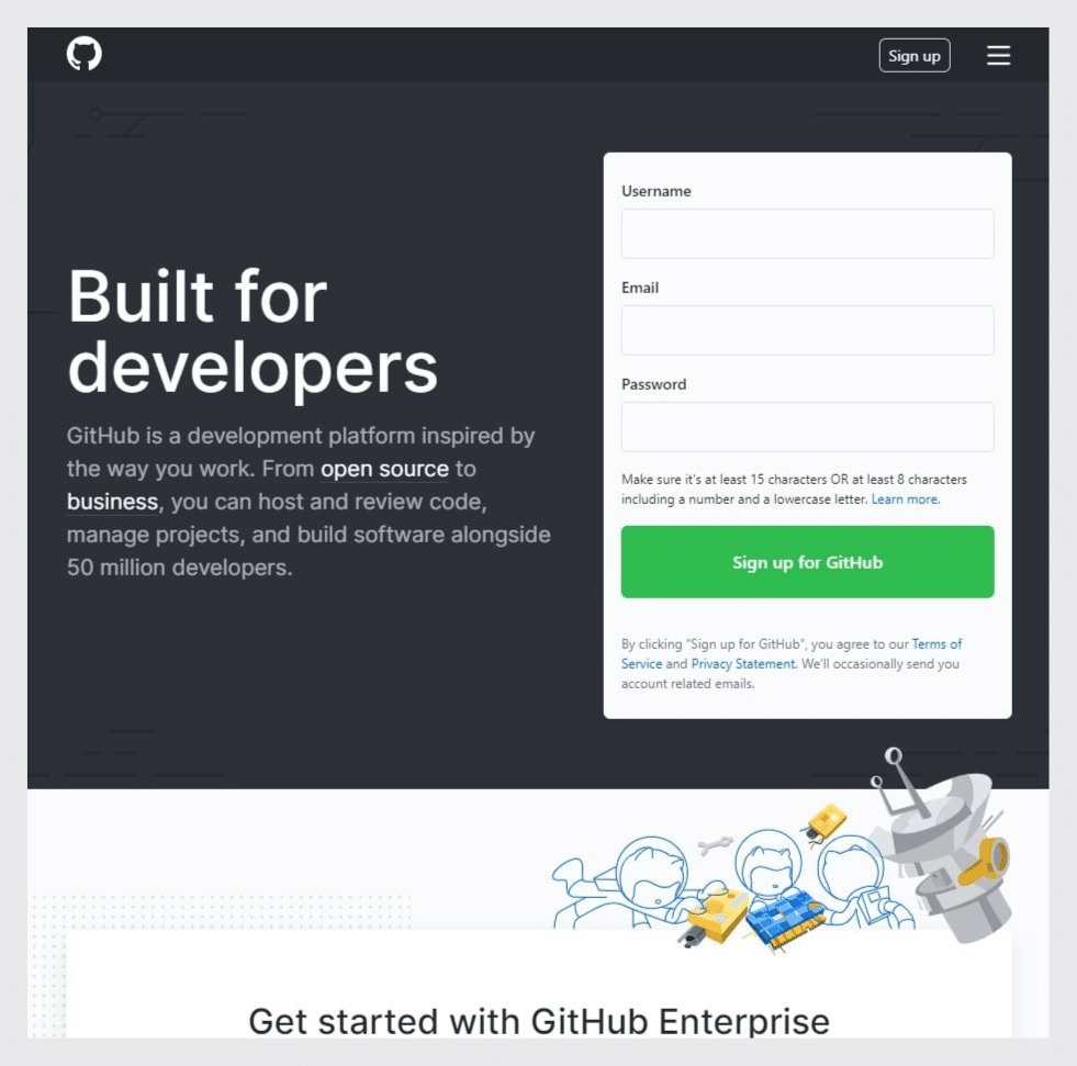 github interface