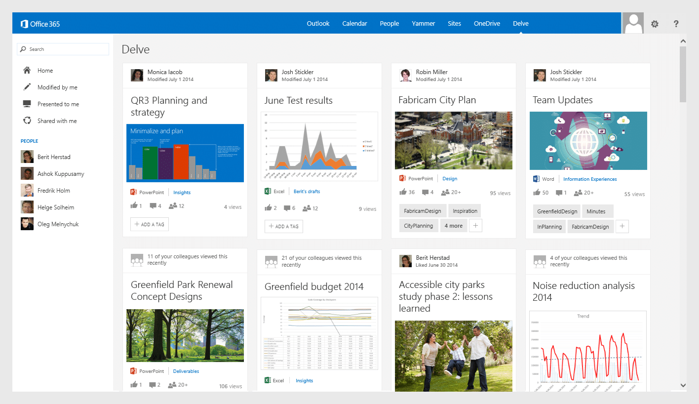 office delve interface example