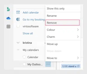 how to delete calendar from Outlook