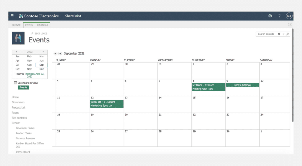 SharePoint Calendar  