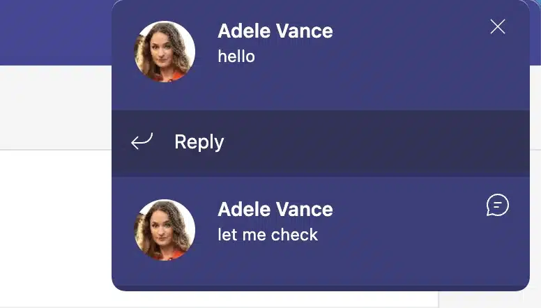 Banner notifications in Microsoft Teams