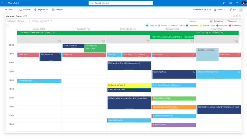 Virto Calendar Overlay App for Microsoft 365