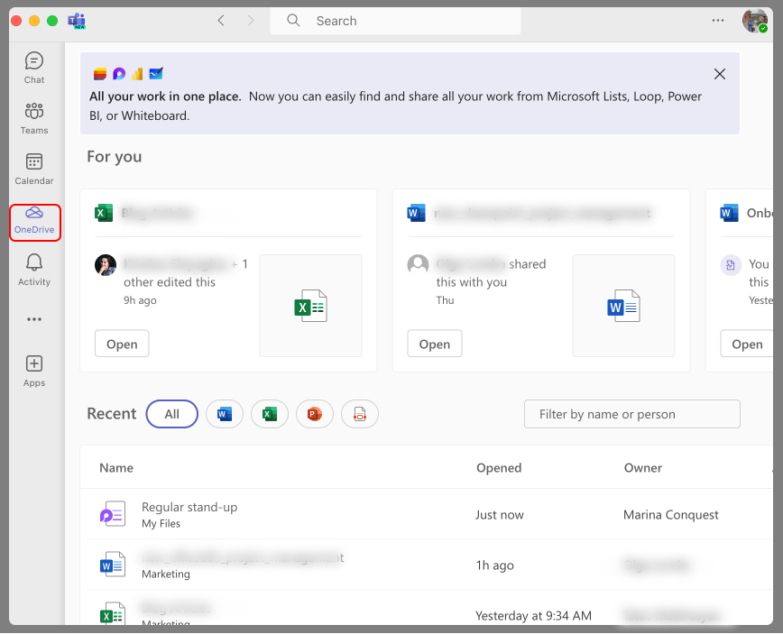 Integrating OneDrive within Teams and collaborating on documents. 