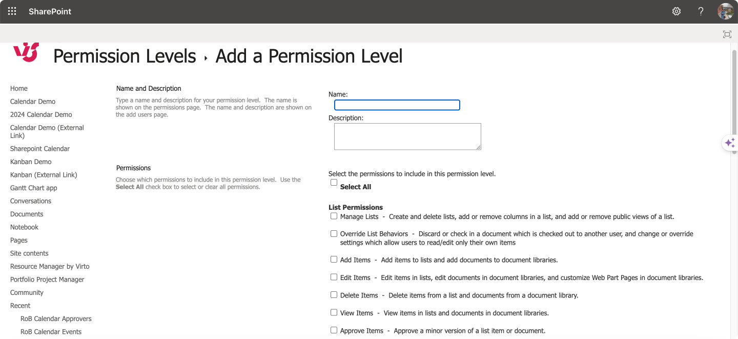 Creating user groups and adding permissions in the “Permission Levels”. 