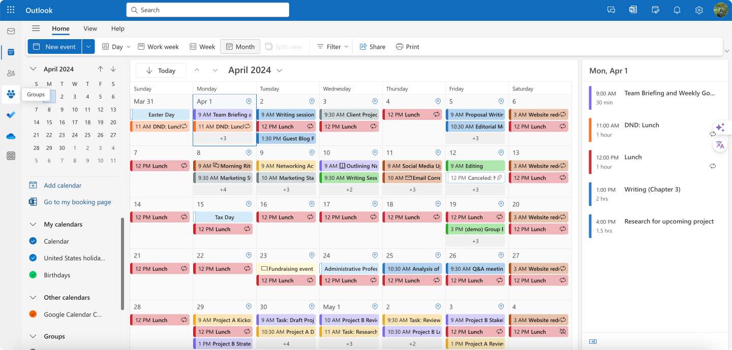 Outlook Calendar. 
