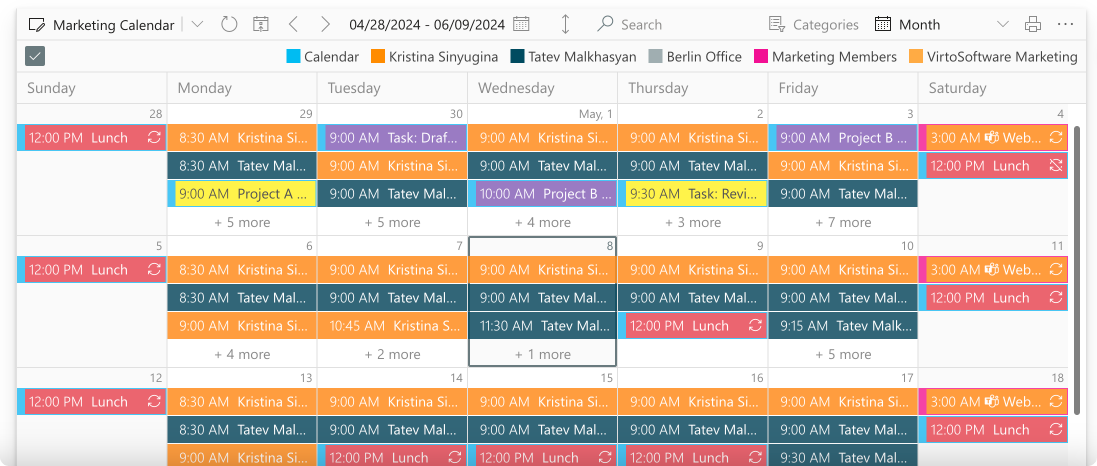 Virto Calendar App example.