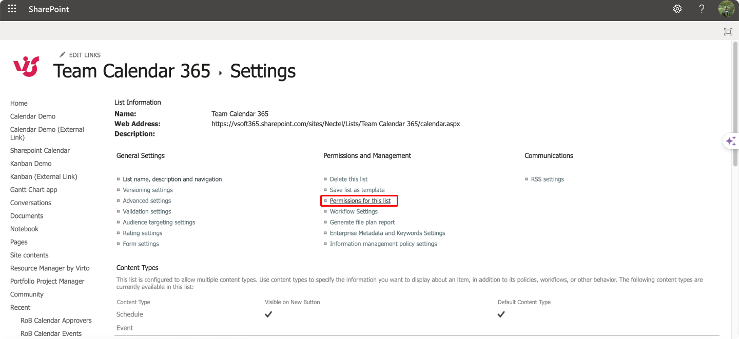 To change SharePoint list permissions, navigate to your list on SharePoint site and adjust its permissions in “Permissions for this list”. 