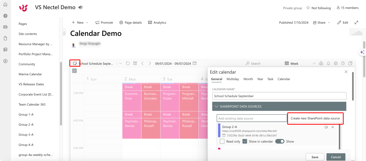 Choosing to create a new SharePoint data source.