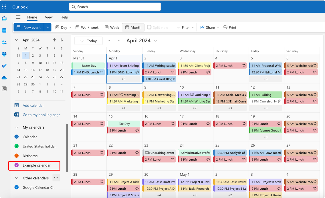 You can now view your new calendar. 