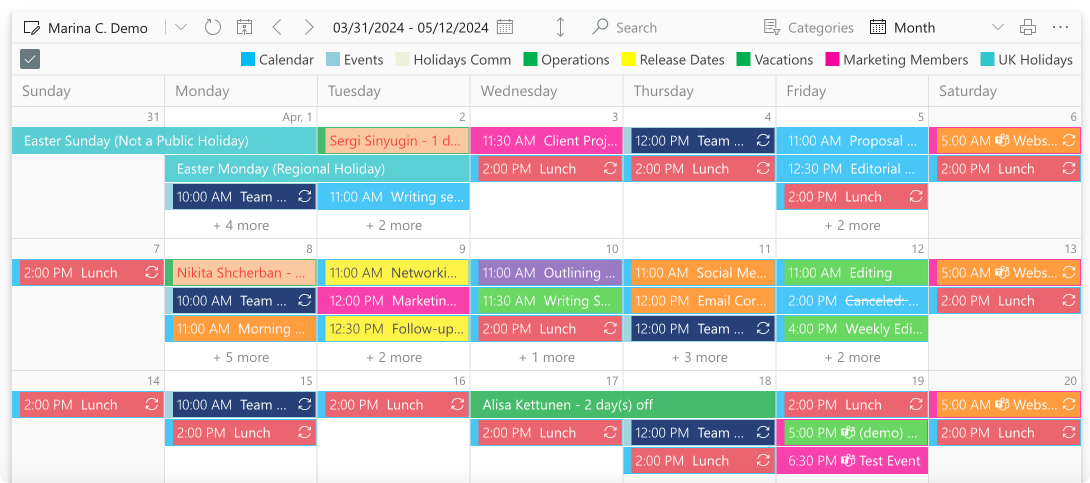 Example Virto Calendar.