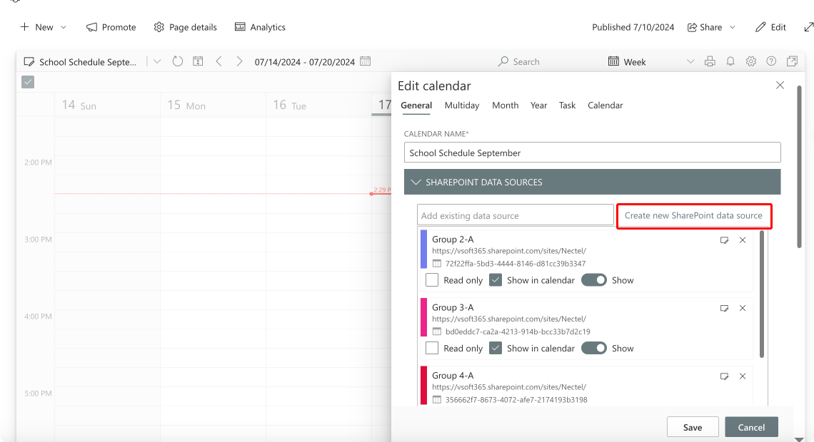 Opting for “Create new SharePoint data source”.