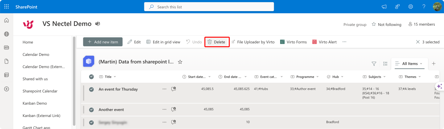 Deleting multiple items in a SharePoint list.