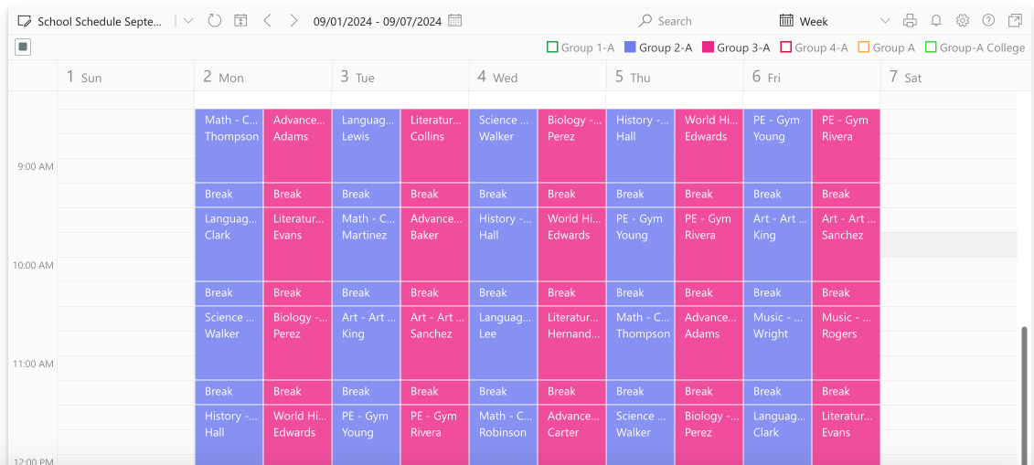 Overlaying different schedules in Virto Calendar.