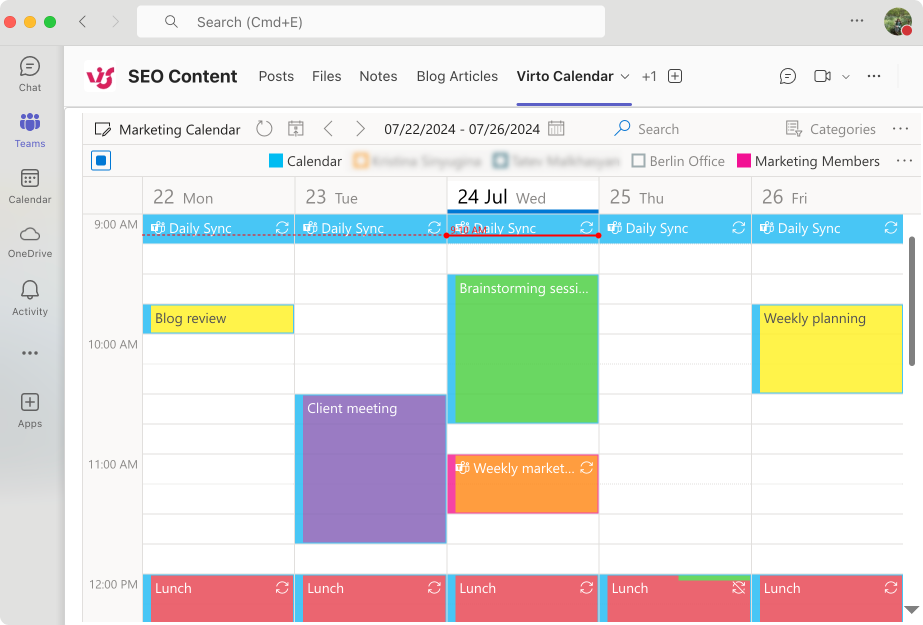 Virto Calendar within the Microsoft Teams as a separate tab. 