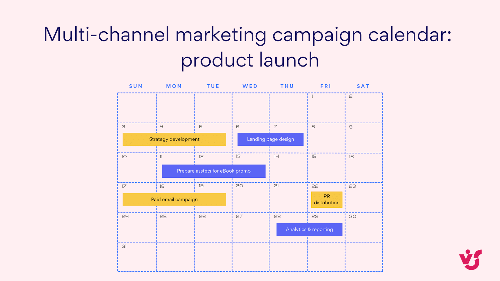 Multi-channel marketing project calendar. 