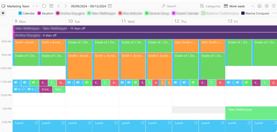 Sample Virto Calendar view within SharePoint.