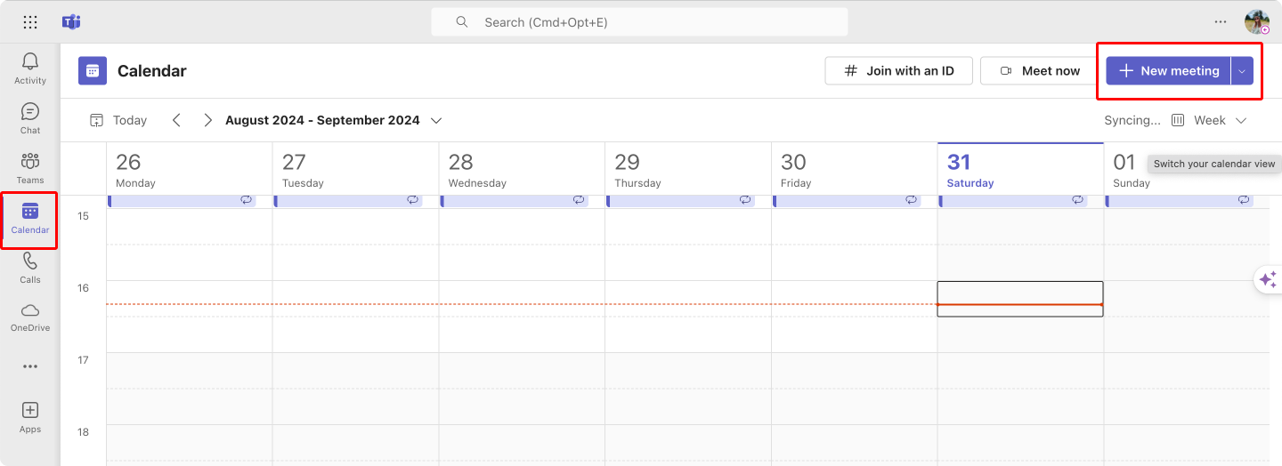 Scheduling a new meeting in Microsoft Teams.