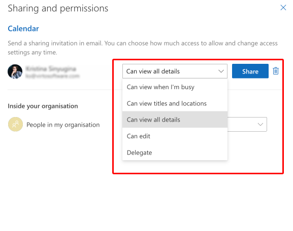 Choosing an appropriate level of permissions for a particular person. 