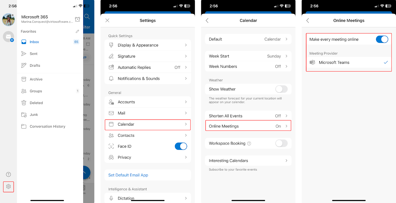 Checking sync issues in the Outlook mobile app.