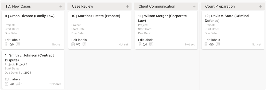 Sample Kanban Board view.